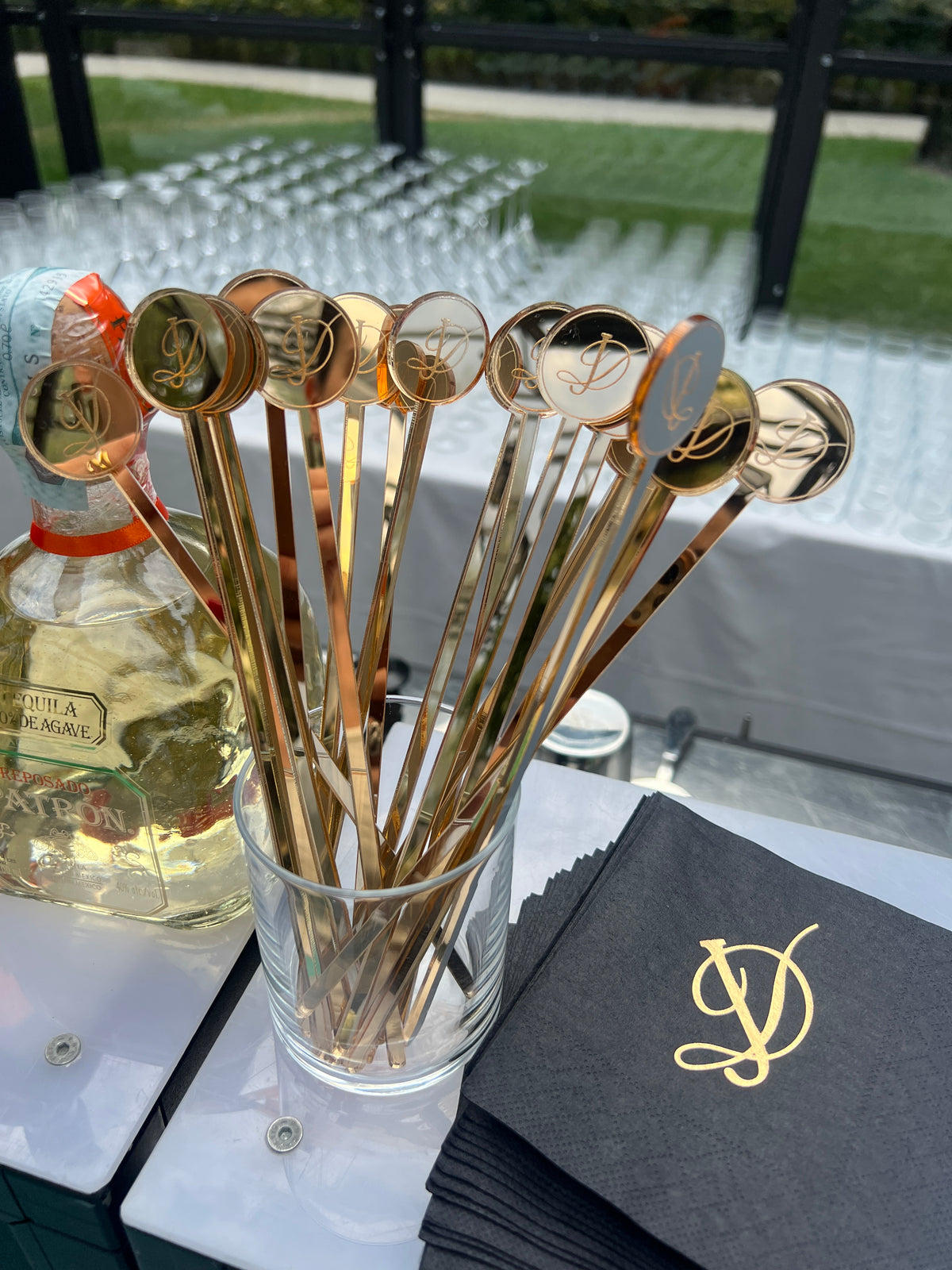 Custom Drink Stirrers for Wedding Cocktails, Monogram Drink Stirrers, | Lake Como Wedding Villa Balbiano