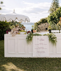 Personalised Wedding Linen Fabric Sign Custom Drinks Bar Menu Signature Cocktails