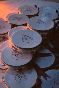 Villa Erba | Wedding Tambourines with Custom Logo |  Lake Como, Italy | F&J