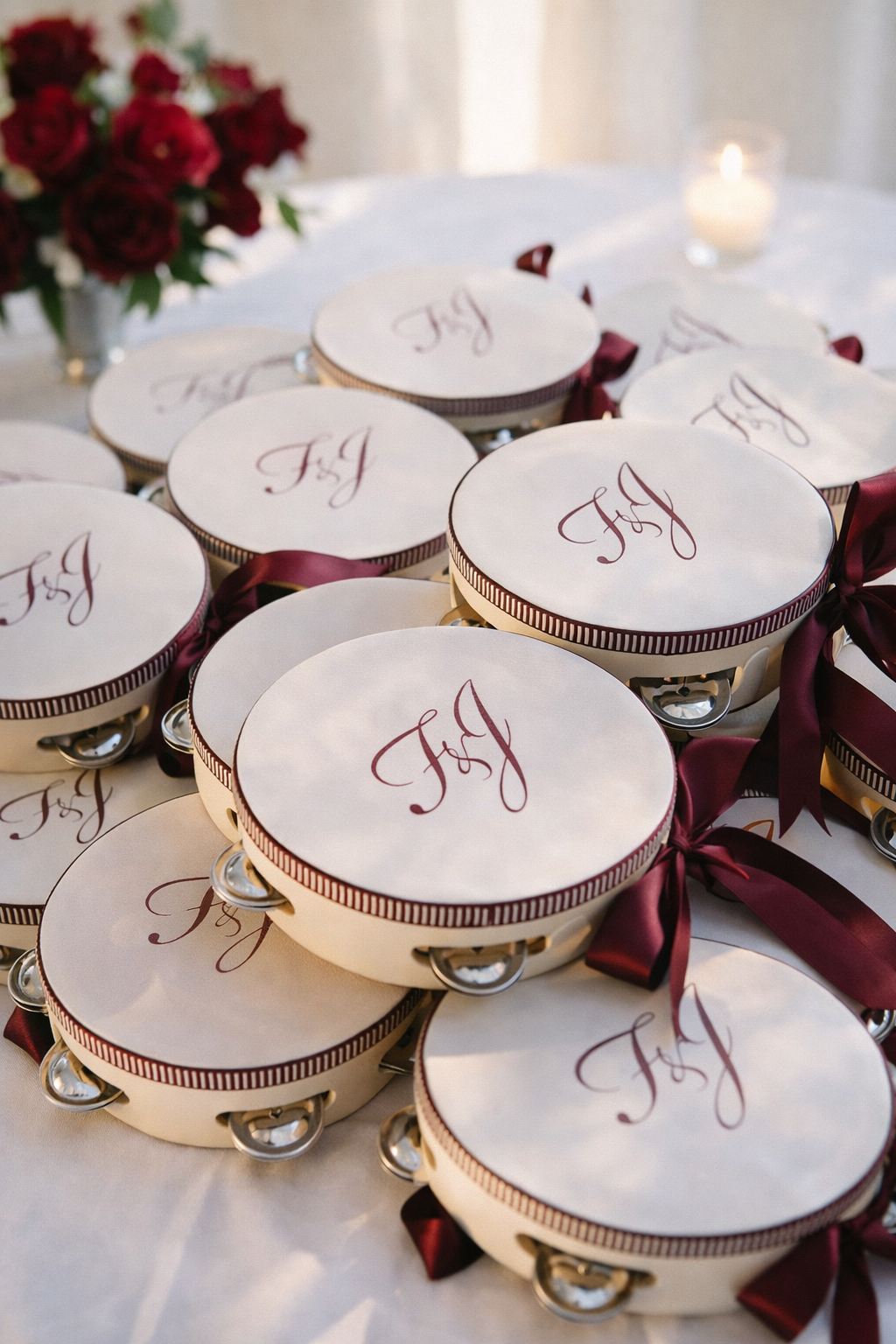 Villa Erba | Wedding Tambourines with Custom Logo |  Lake Como, Italy | F&J