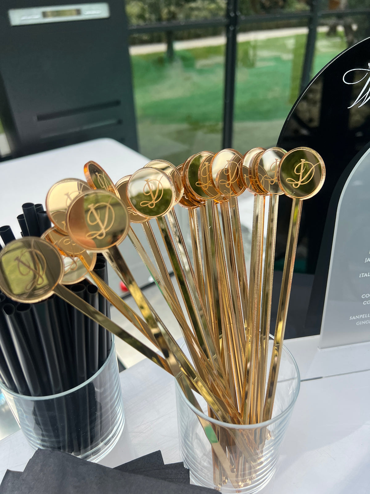 Custom Drink Stirrers for Wedding Cocktails, Monogram Drink Stirrers, | Lake Como Wedding Villa Balbiano