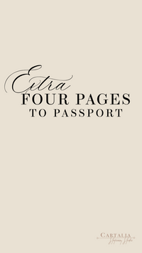 Complemento: 4 páginas adicionales para el pasaporte (información/detalles del hotel), etc. Tarjeta adicional