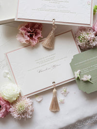 Luxury Velvet Hard Back Box Ivory Invitation | Bespoke Commission M&P