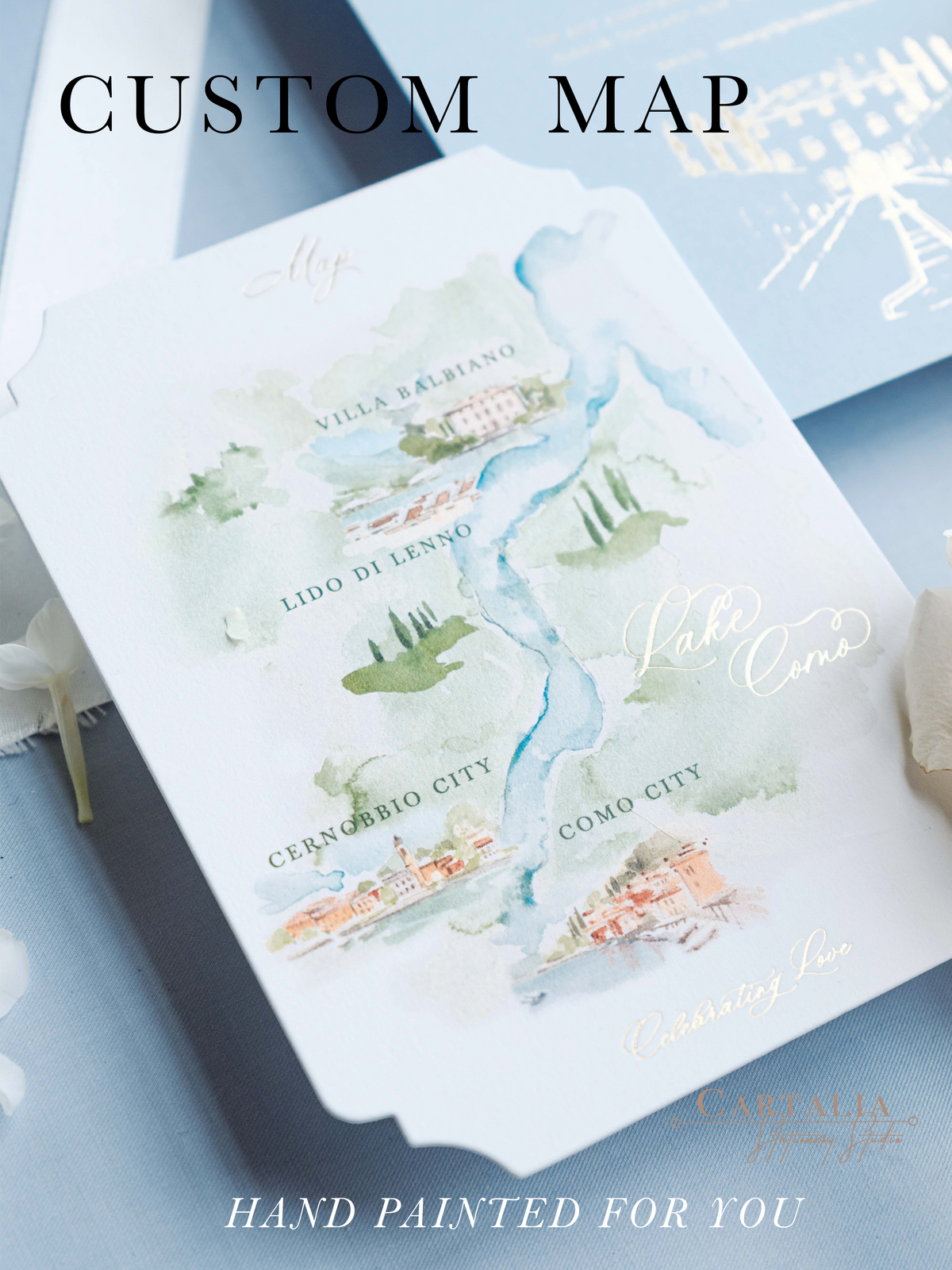 Comisión de artistas a medida: Ilustración en acuarela del lugar de la boda