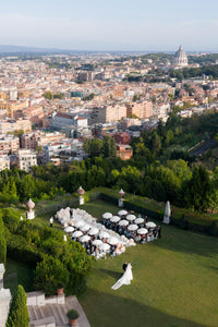 Arch Plate Menu Design with Venue Watercolor | Villa Miani, Rome