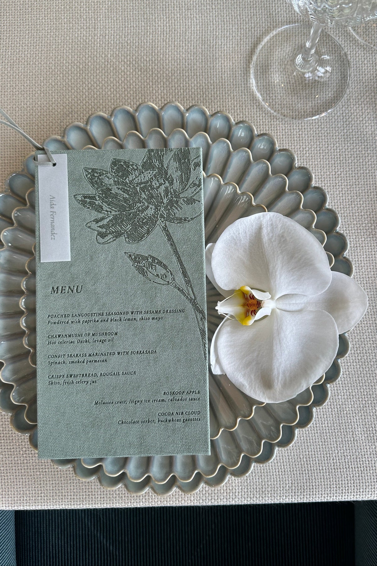 Luxury Velvet Hardbound Wedding Menu | Bespoke Laser-Etched Menu Cover