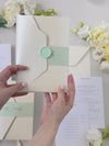 Custom Wedding Venue Illustration |  Foiled Venue Invitation Pocket Suite in Classic Envelope Fold in Gold Foil | SAMPLE