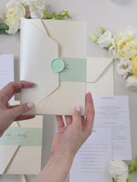 Custom Wedding Venue Illustration |  Foiled Venue Invitation Pocket Suite in Classic Envelope Fold in Gold Foil | SAMPLE