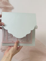 Bespoke Commission Illustration Venue Ornamental Gate Laser Cut Modern Square Wedding Invitation Die Cut Envelope + Rsvp Card