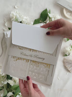 Your Own Venue Ornamental Gate Laser Cut  Foiled Venue Wedding Invitation.