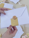 White & Gold Wedding Pocket Style Invitation with Custom Venue Sketch | Bespoke Commission N&O