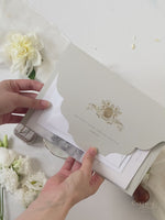 Watercolour Your Venue invitation on Vellum with Wax Seal Wedding invitation Suite | SAMPLE