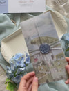 Passport Invitation Suite with Custom Vellum Watercolour Design | Villa Eva, Ravello, Amalfi Coast | Bespoke Commission K&M
