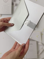 Shimmering Silver Monogram Pocket Wedding Invitation Suite