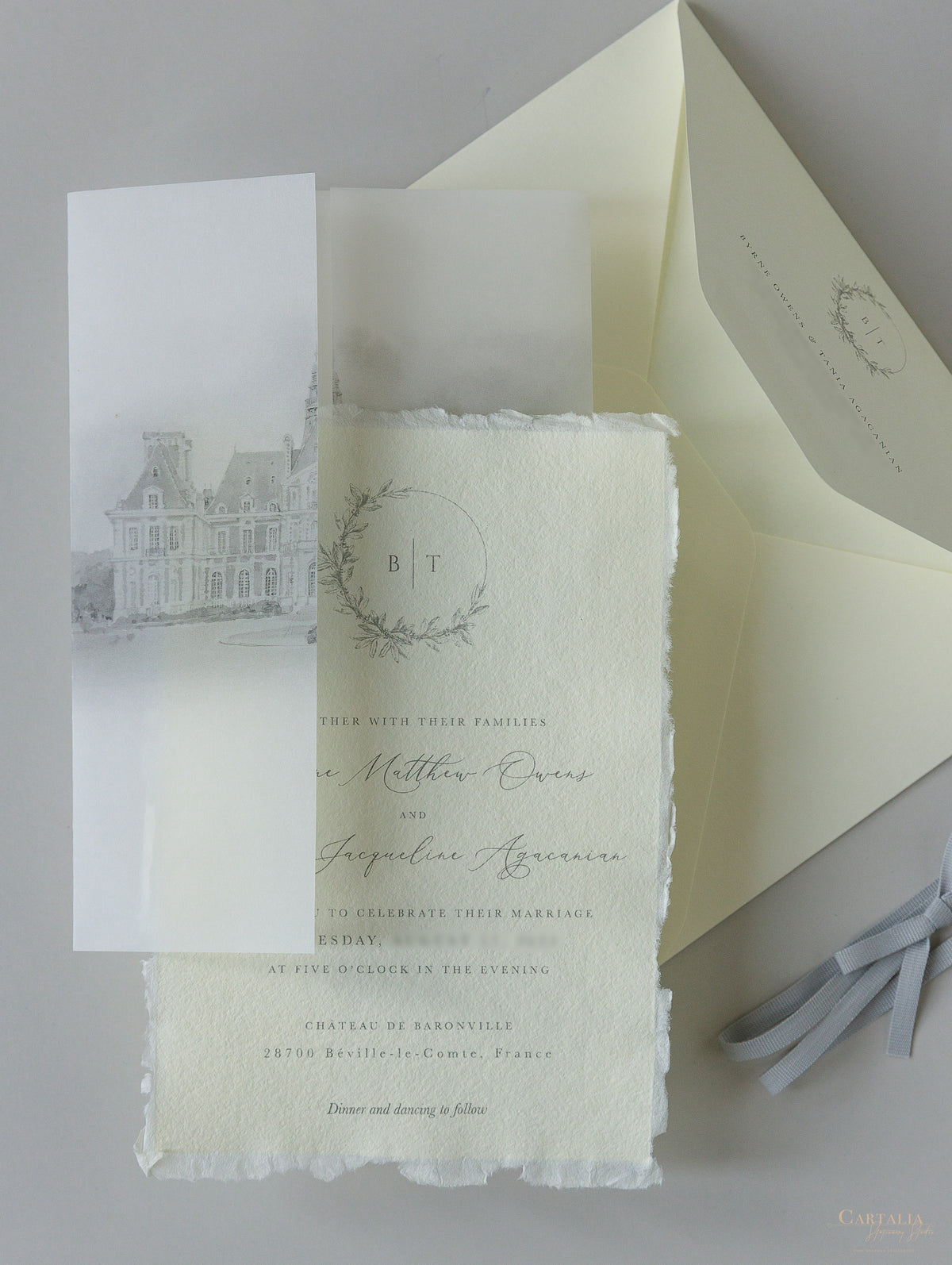 Invitaciones de boda CHÂTEAU DE BARONVILLE | Comisión personalizada para B &amp; T