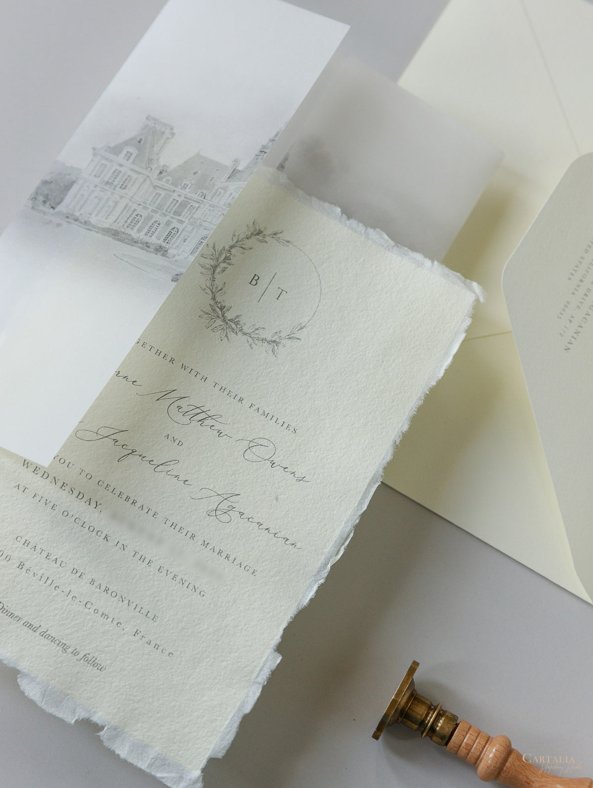 Invitaciones de boda CHÂTEAU DE BARONVILLE | Comisión personalizada para B &amp; T