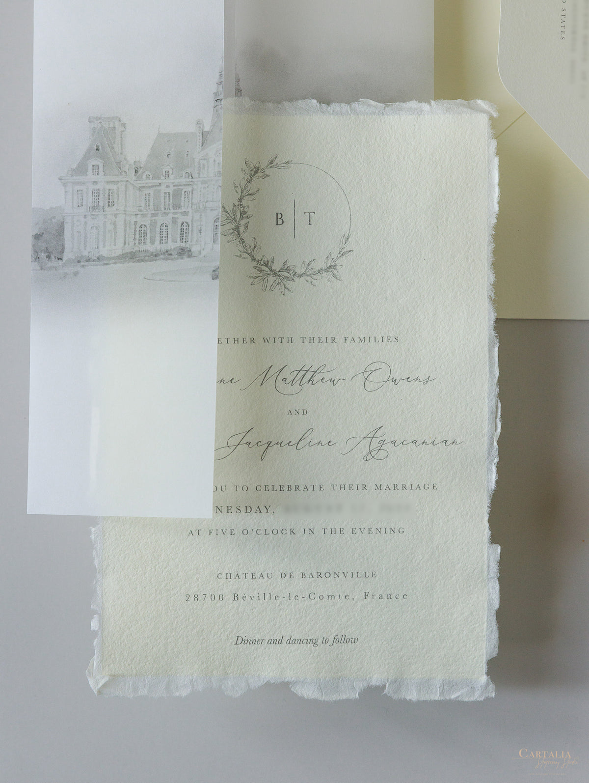 CHÂTEAU DE BARONVILLE Wedding Invitations | Bespoke Commision for B & T