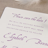 Purple Letterpress Save the Date