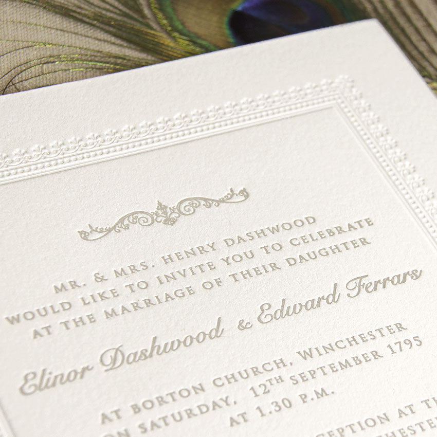 Embossed 710gsm Luxury Letterpress Elegant Day Invitation