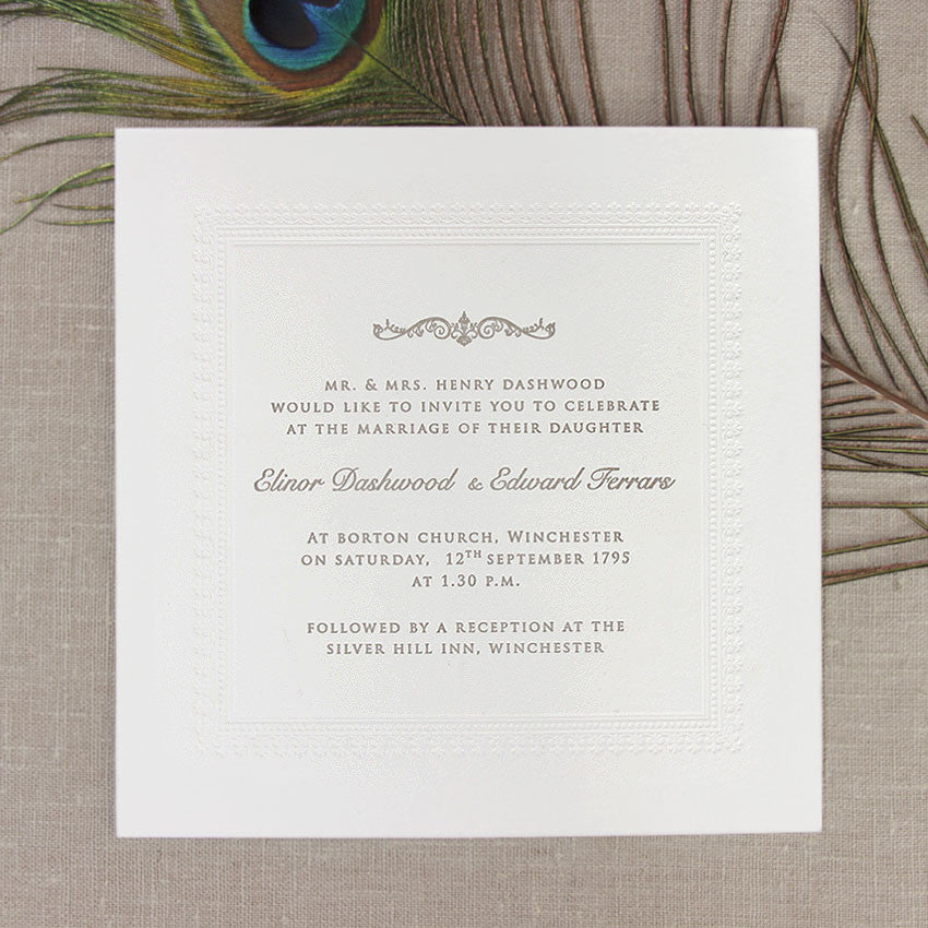 Invitación de noche elegante tipográfica de lujo grabada en relieve de 710 g/m²