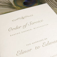 Embossed Luxury Letterpress Elegant Order of Service / Menu