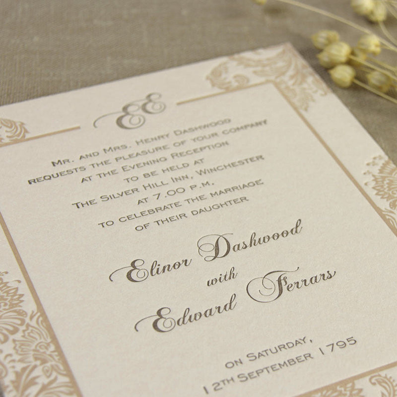 Embossed Damasque Evening Invitation