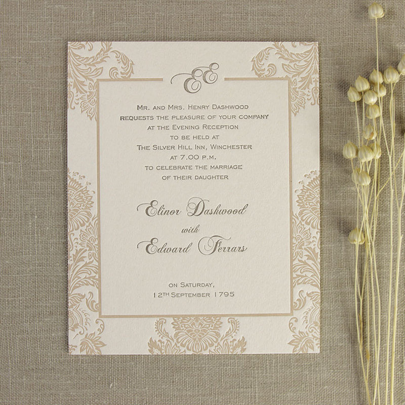 Embossed Damasque Evening Invitation