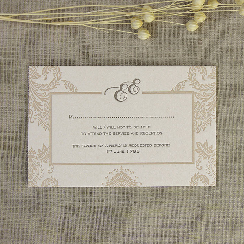 Embossed Damasque Reply, Rsvp Card