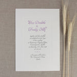 Embossed Letterpress Lilac Frame Evening Wedding Invitation