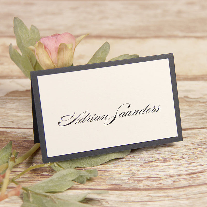 Vintage Navy Blue Lace Rustic Wedding Place Card
