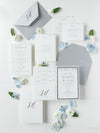Silver Foil Confetti Dotted Wedding Invitation Suite Foil Monogram, RSVP + Envelopes