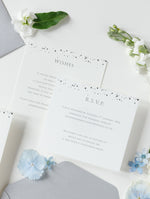 Silver Foil Confetti Dotted Wedding Invitation Suite Foil Monogram, RSVP + Envelopes
