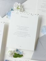 Silver Foil Confetti Dotted Wedding Invitation Suite Foil Monogram, RSVP + Envelopes
