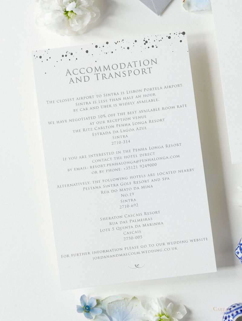 Silver Foil Confetti Dotted Wedding Invitation Suite Foil Monogram, RSVP + Envelopes