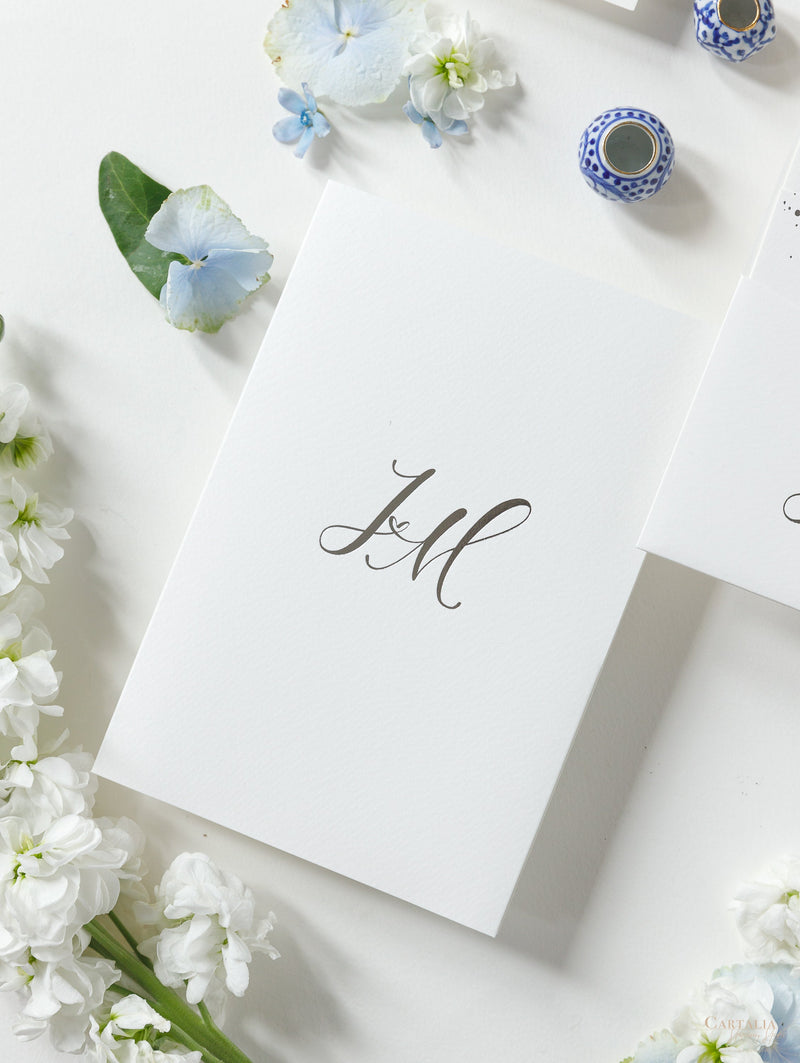 Silver Foil Confetti Dotted Wedding Invitation Suite Foil Monogram, RSVP + Envelopes