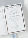 Silver Foil Confetti Dotted Wedding Invitation Suite Foil Monogram, RSVP + Envelopes