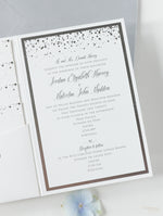 Silver Foil Confetti Dotted Wedding Invitation Suite Foil Monogram, RSVP + Envelopes