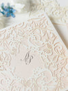Magic Garden Butterfly Laser cut Pull out folder in Ivory and Blush Metallic Colours with Rsvp