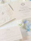 Magic Garden Butterfly Laser cut Pull out folder in Ivory and Blush Metallic Colours with Rsvp
