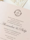 Magic Garden Butterfly Laser cut Pull out folder in Ivory and Blush Metallic Colours with Rsvp