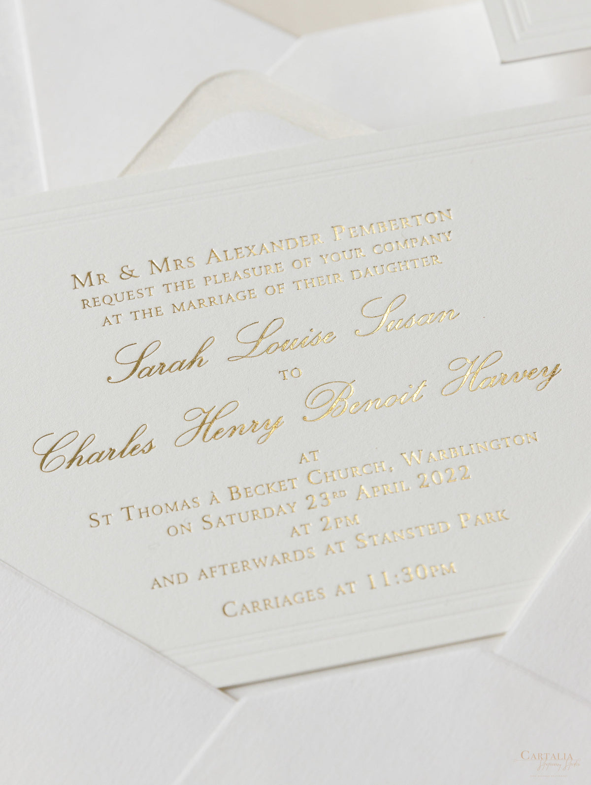 Timeless Embossed Frame Luxury 710 gsm Card with Gold Foil Invitation