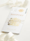 Invitación de boda con pasaporte verde con lámina brillante + confirmación de asistencia con estilo de tarjeta de embarque
