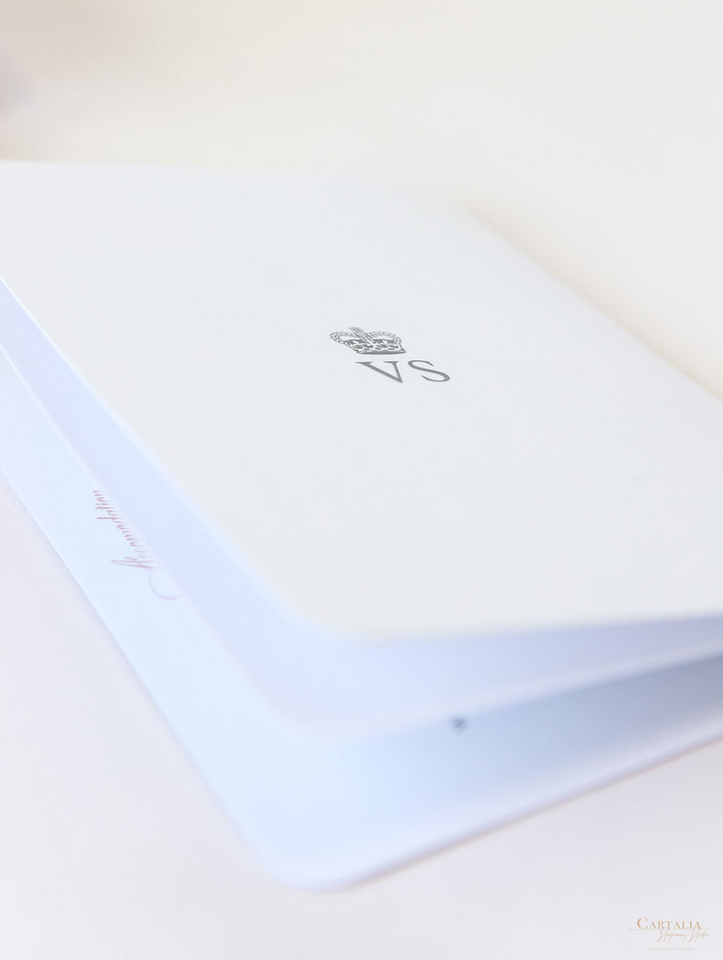 Luxury Glitter & Bow Passport Wedding Invitation in SilverGlitter Real Silver Foil