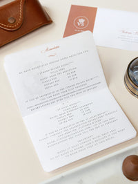 Rose Gold Luxury Passport Wedding Invitation with Real Foil Boarding Pass & Engraved Plane Invite suite