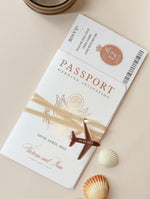 Rose Gold Luxury Passport Wedding Invitation with Real Foil Boarding Pass & Engraved Plane Invite suite