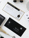 Cartera de viaje FOLDER blanca y negra: Suite de invitación para pasaporte de boda de lujo en bolsillo y etiqueta de espejo dorado