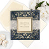 Beautiful Square Quad Fold Navy and Gold Glitter RSVP