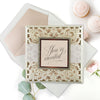 Beautiful Blush Rose Laser Cut RSVP with Glitter