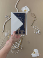 Golden Art Deco Great Gatsby Laser Cut Save the Date with Envelope