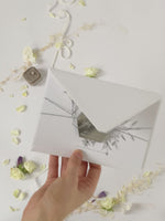 Silver Magnet Hexagon in Mirror Plexi Save the Date with Card and Silver String